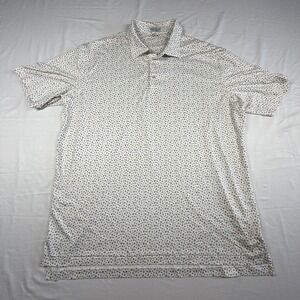 Peter Millar Summer Comfort Polo Xl White With Graphic Print Cool & Comfortable